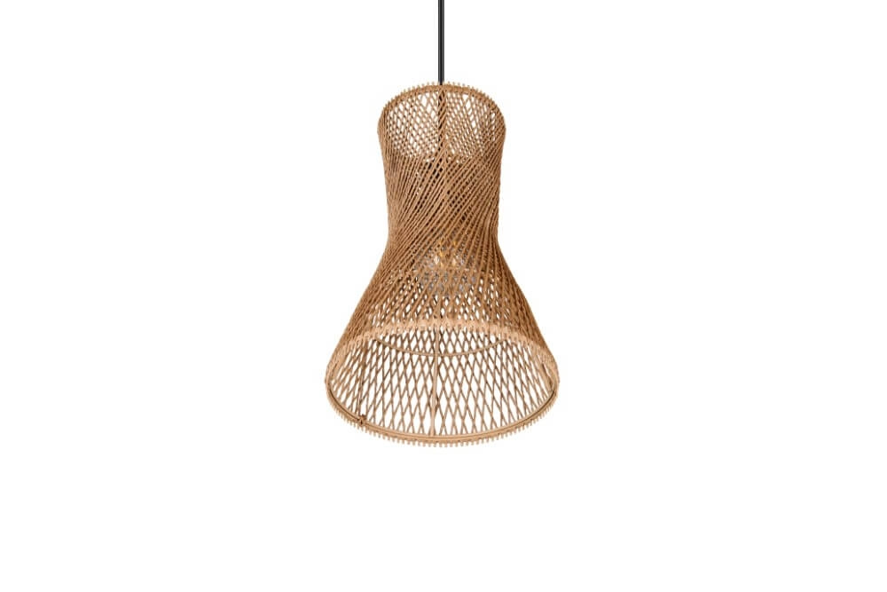 Suspension design Bijou noir avec rotin Ø20cm Trio 4017807637304