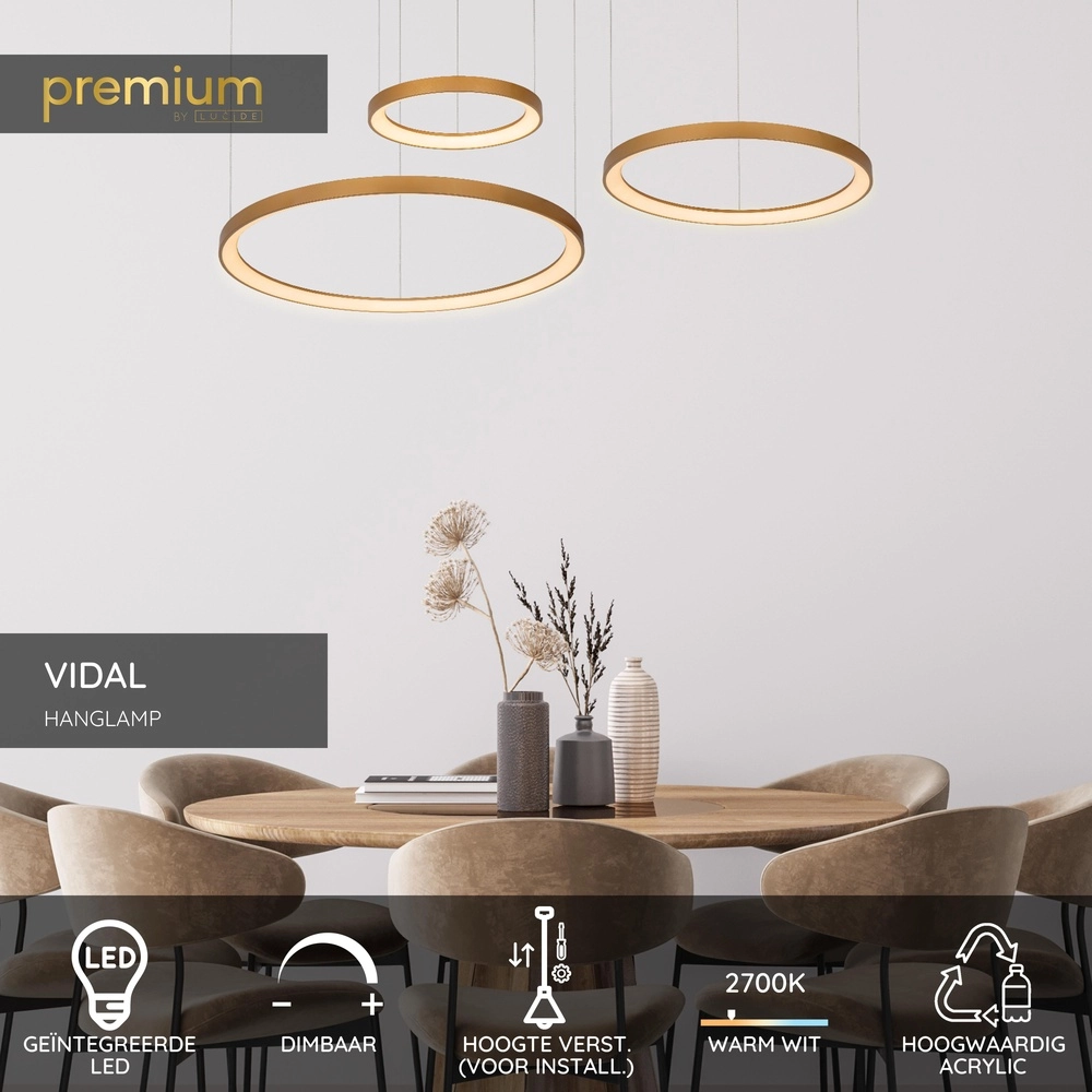Lampe pendante dorée Vidal Conception Premium by Lucide 5411212460943