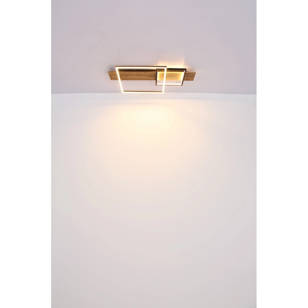 Lampe de plafond à design Vanni noir avec un aspect en bois de 60 cm Globo 9007371451081