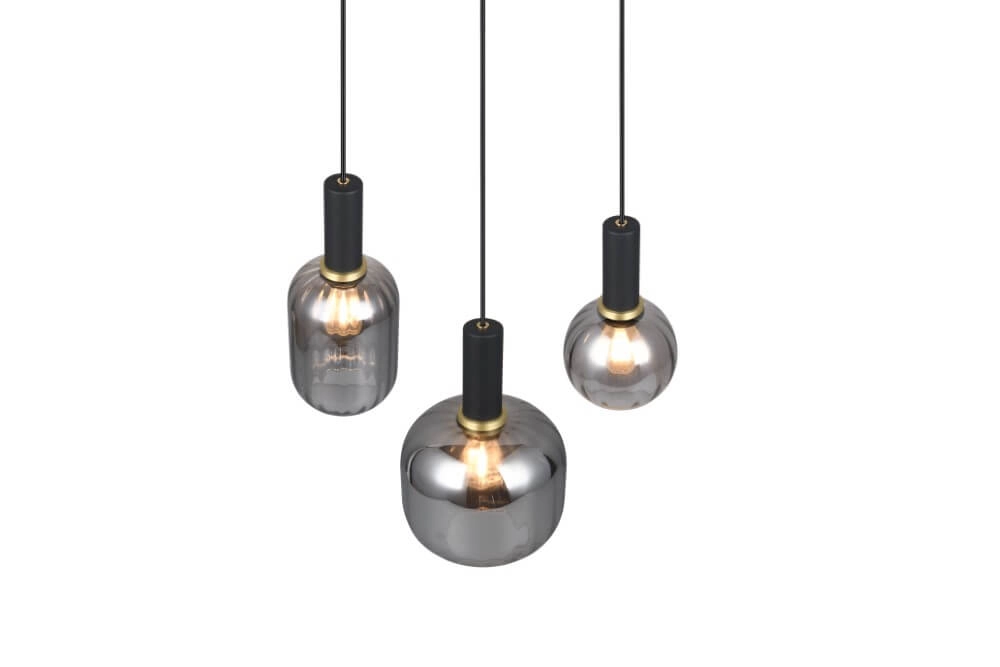 Lampe suspendue pour salle à manger Diva 3 lumières - verre fumé Trio 4017807614565