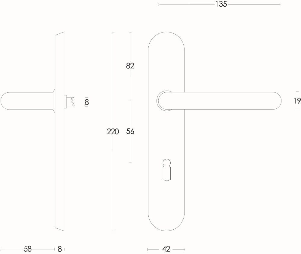 Poignée de porte étanche Rond Trou de serrure 56mm Acier inoxydable Intersteel 8714186060599