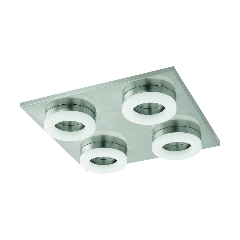 Lampe de plafond carrée Palena 4 lumières en nickel