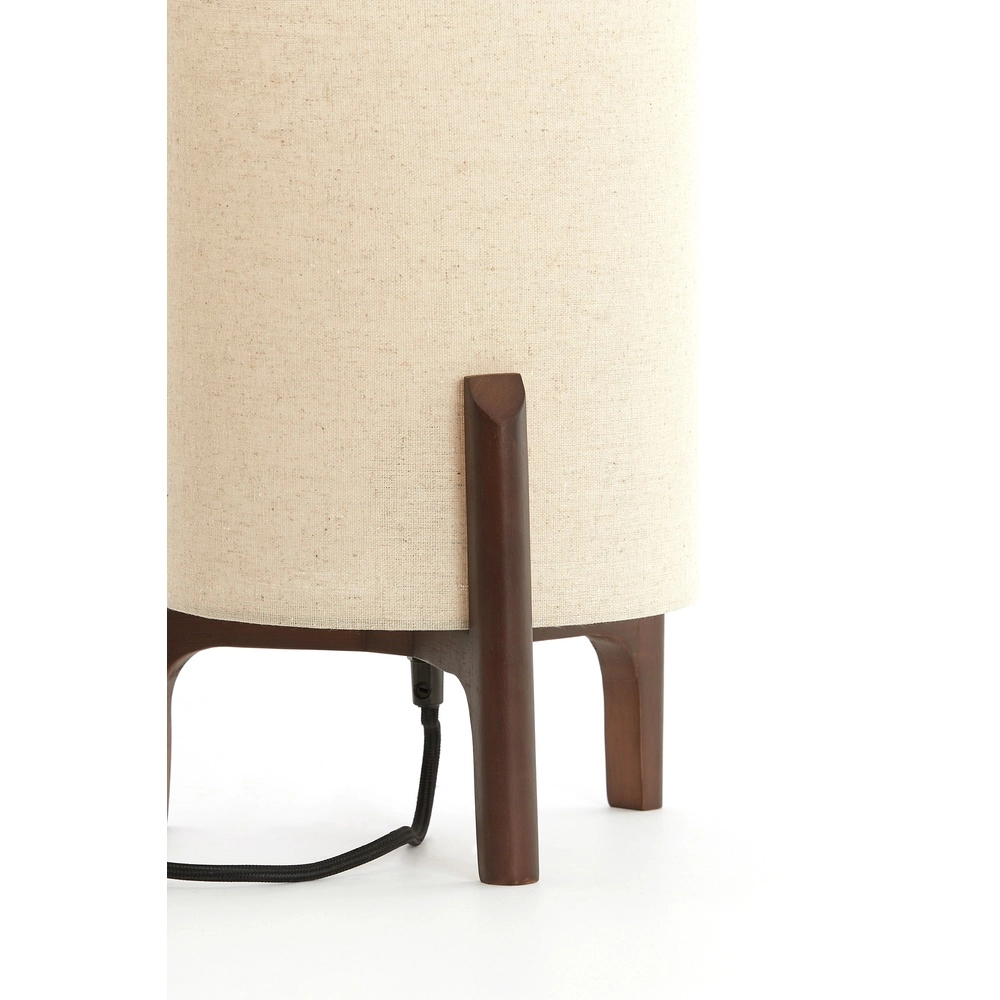 Lampe de table Litto Ø 22cm - noyer avec lin naturel Light & Living 8717807792671