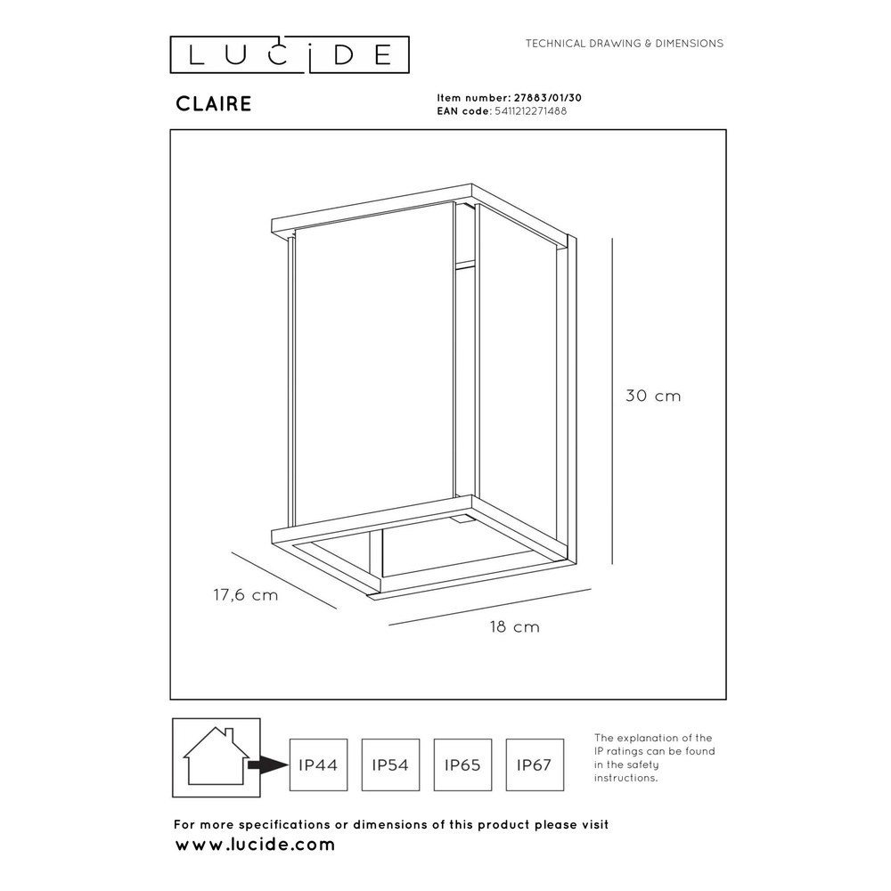 Lampe murale élégante Claire Seulement l’anthracite Lucide 5411212271488