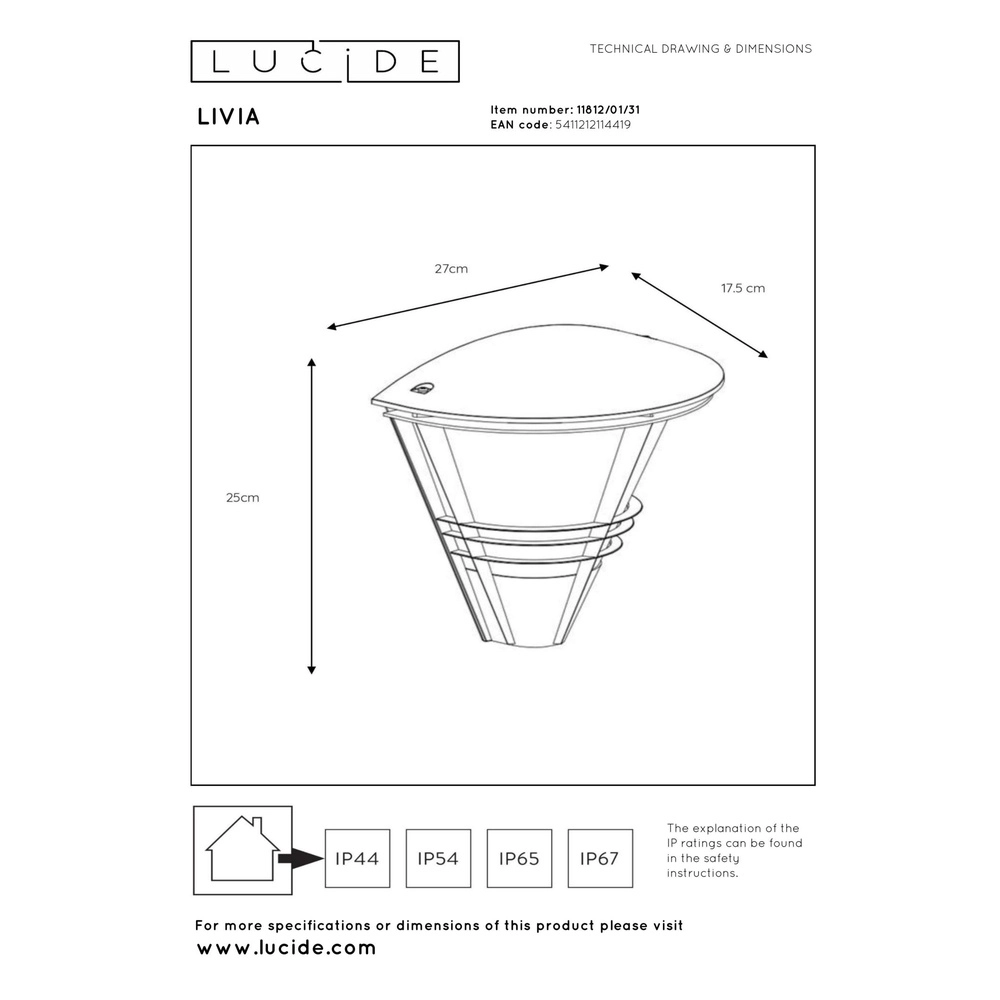 Lampe murale de conception Livia Blanc Lucide 5411212114419