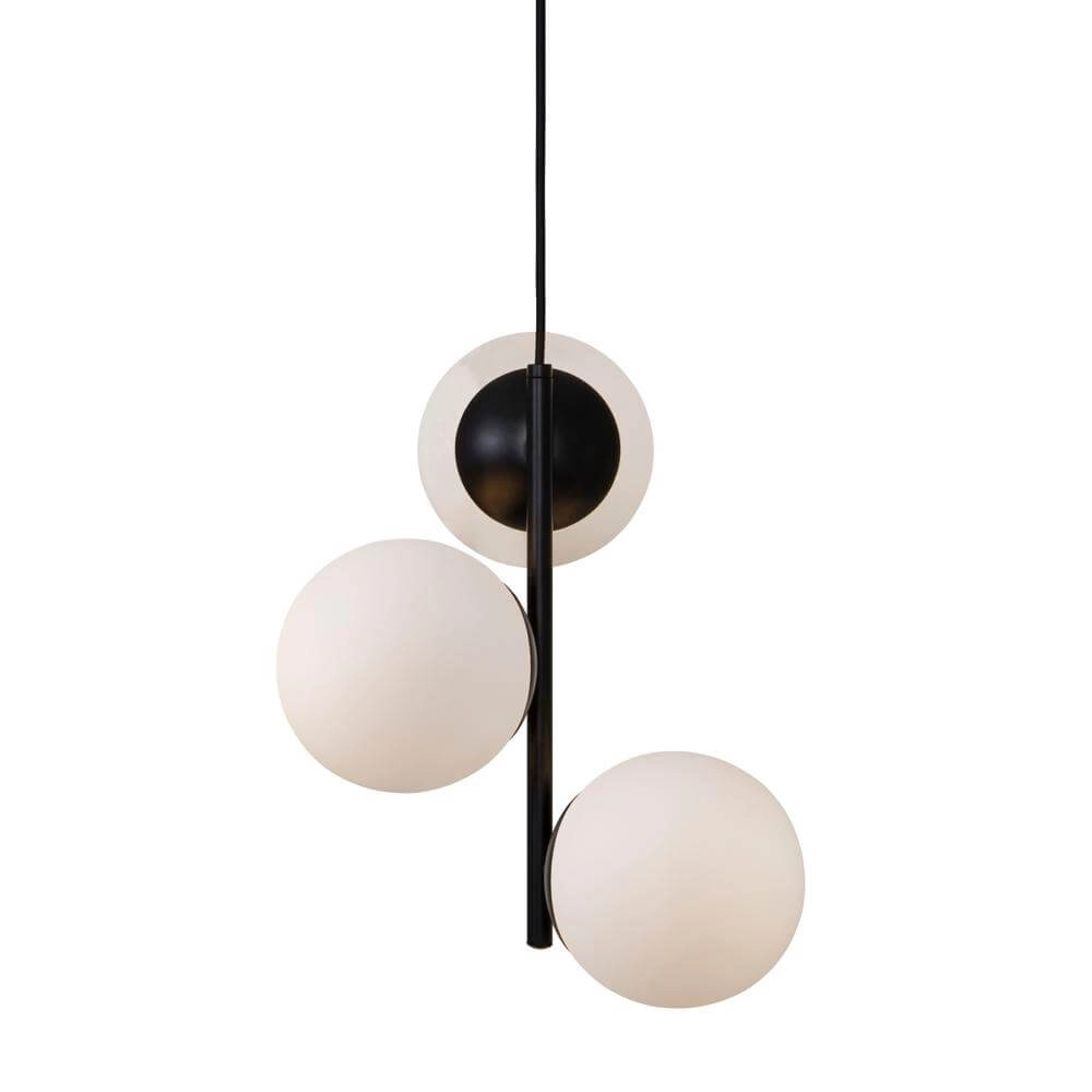 Suspension Lilly 3 lumières noires avec sphère blanche Nordlux 5701581458987