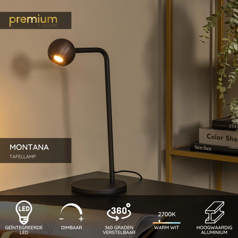 Lampe de table de conception Montana Café brun Premium by Lucide 5411212680198