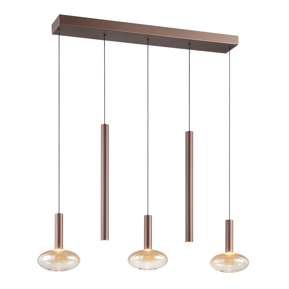 Lampe suspendue Veridian Brun café avec verre ambré Brilliant 4004353477942