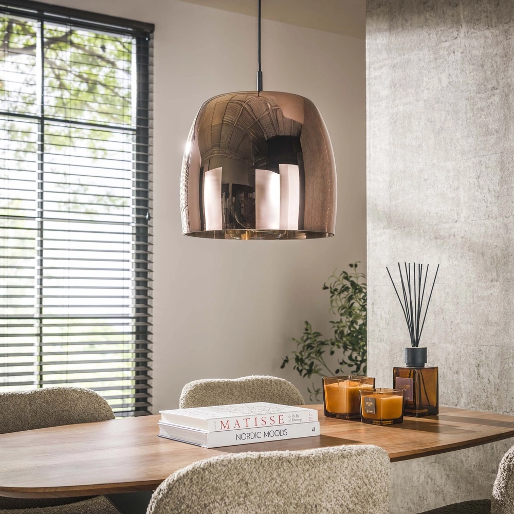 Lampe suspendue en verre Drift Ø 35cm - verre en cuivre Lyora 8716803512702