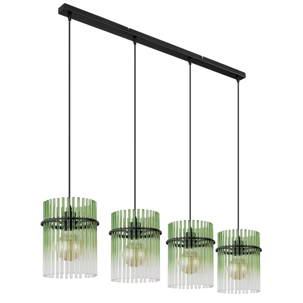 Suspension noire Gorley avec verre vert 4 lumières Globo 9007371465989