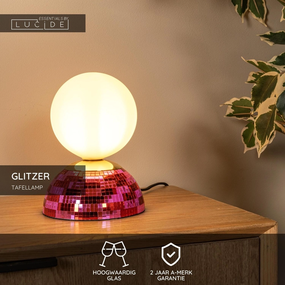 Lampe de table Glitzer rose Lucide 5411212106537