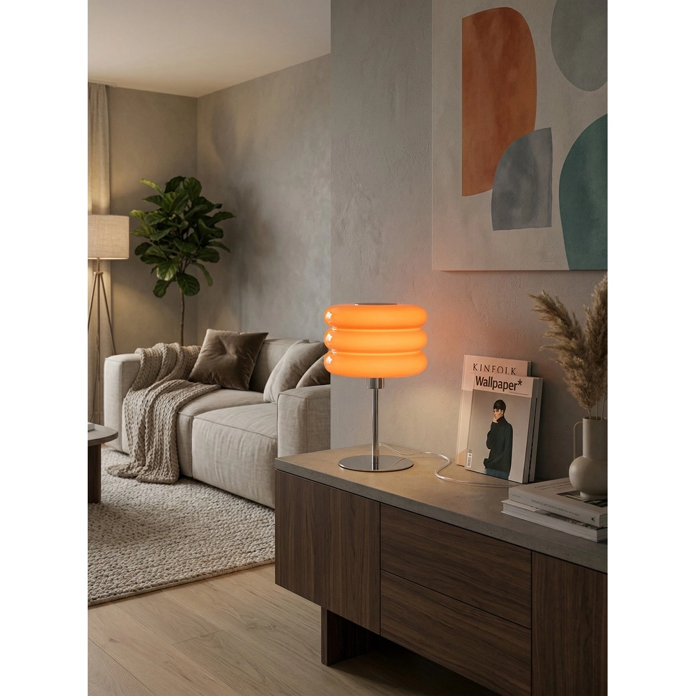 Lampe de table de conception Tortora chrome avec orange Ø 20cm Eglo 9008606405602