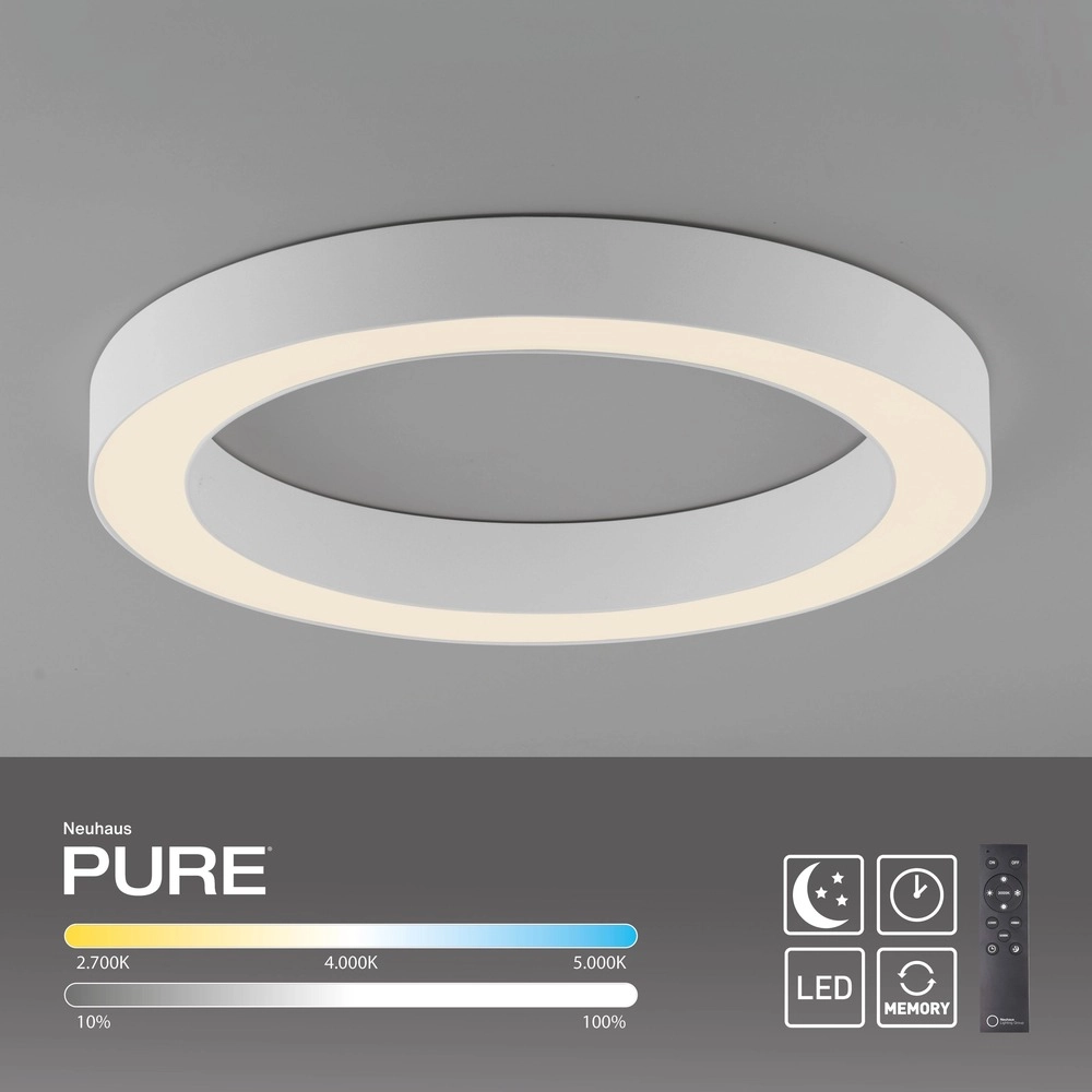 Lampe de plafond LED élégante Pure Lines Round Ø 35cm - blanc Paul Neuhaus 4012248395226