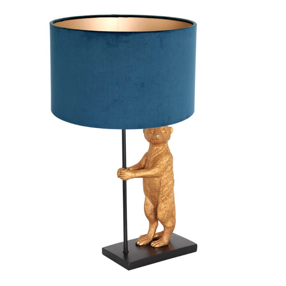 Lampe de table Animaux avec du velours bleu Lampe de table Animaux avec du velours bleu