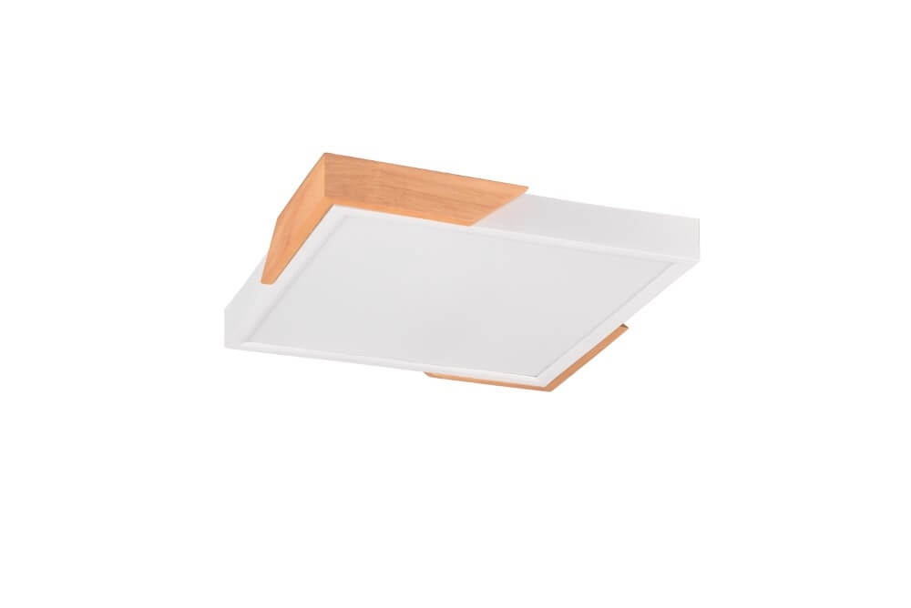 Plafonnier LED blanc Meta avec du bois Plafonnier LED blanc Meta avec du bois