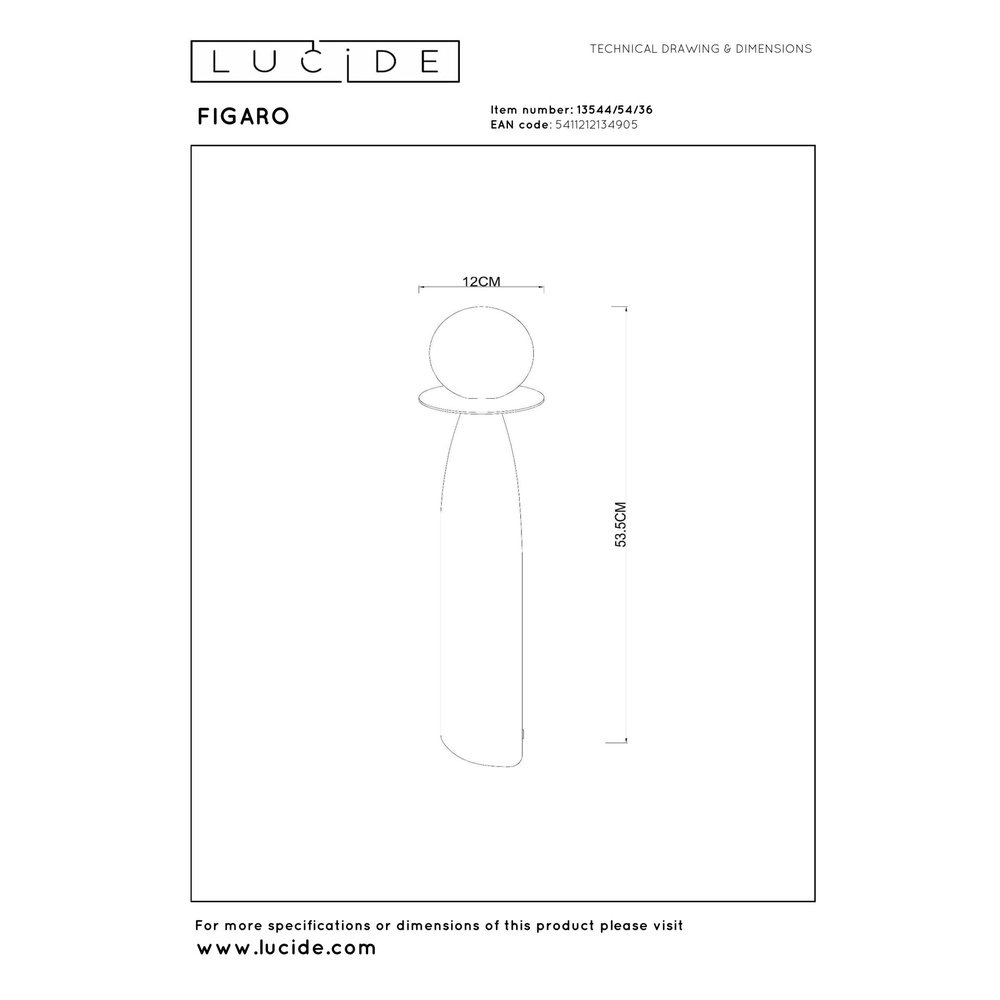 Lampe de table unique Figaro 53,5 cm Lucide 5411212134905