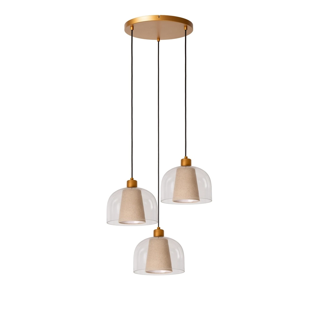Lampe pendante de conception Gunhild Rond or à 3 lumières
