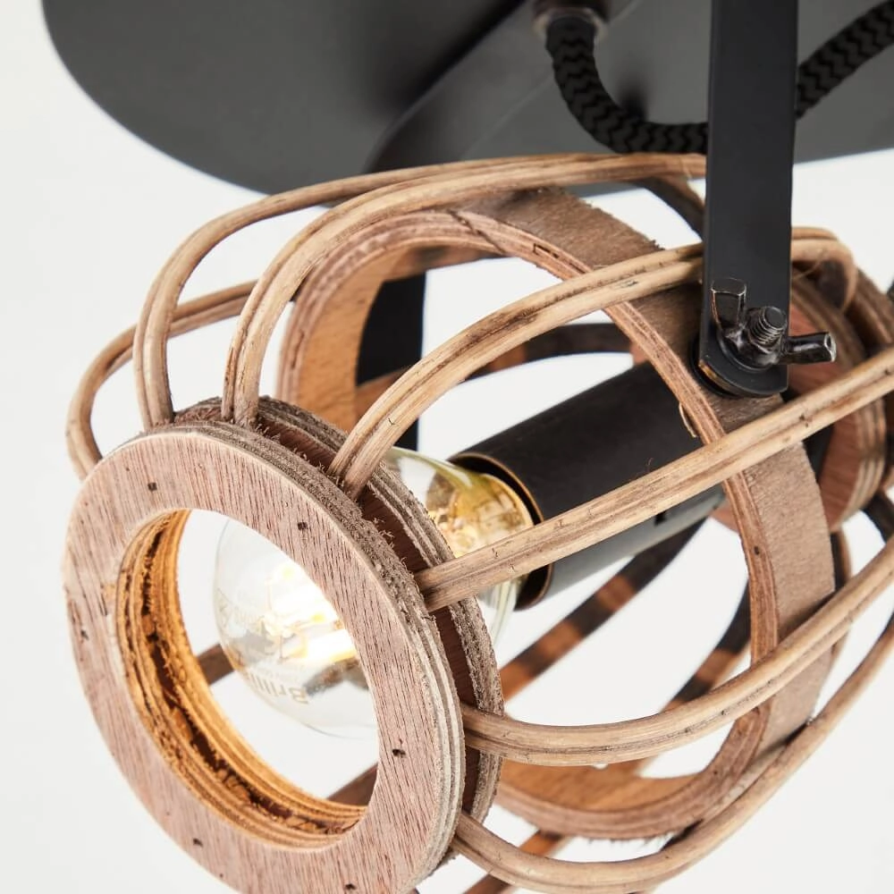 Plafonnier en rotin Nikka 4 lumières noir Brilliant 4004353402227