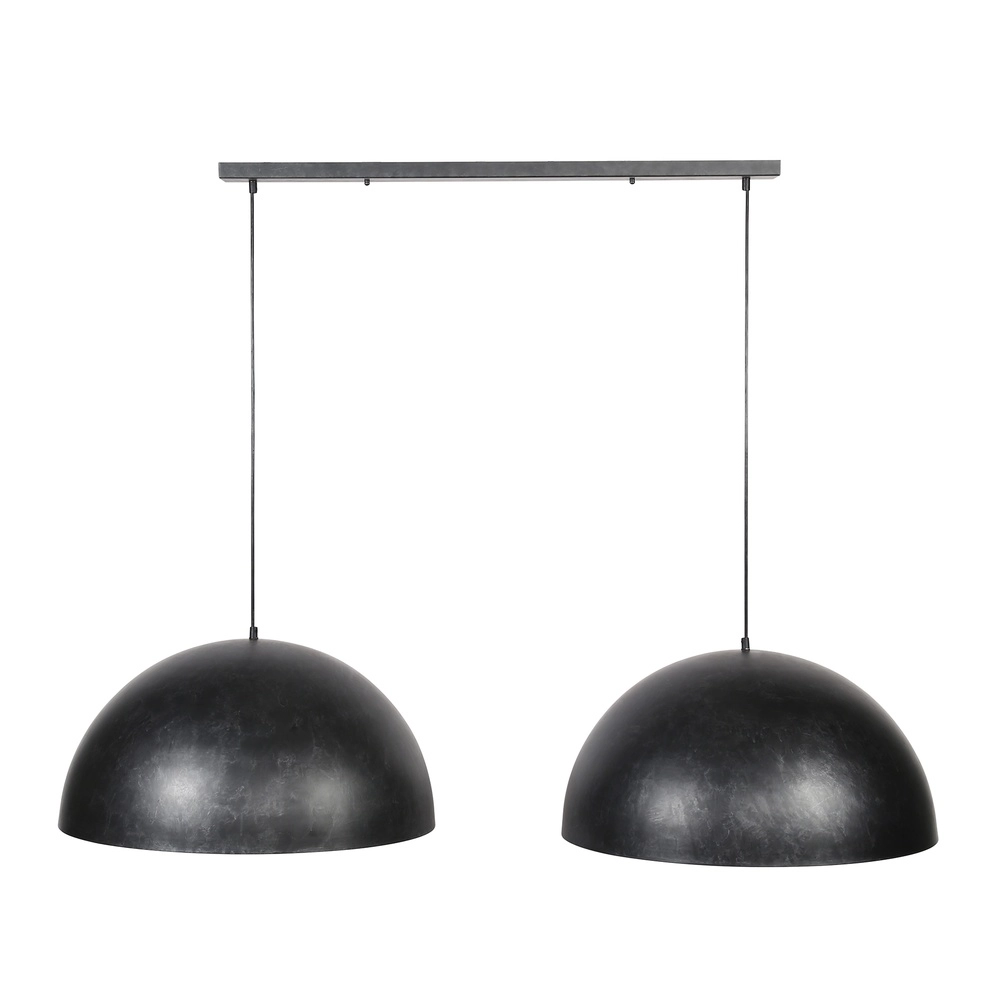 Lampe pendante industrielle Dome 2x Ø 60cm - charbon de bois Lyora 8716803512566