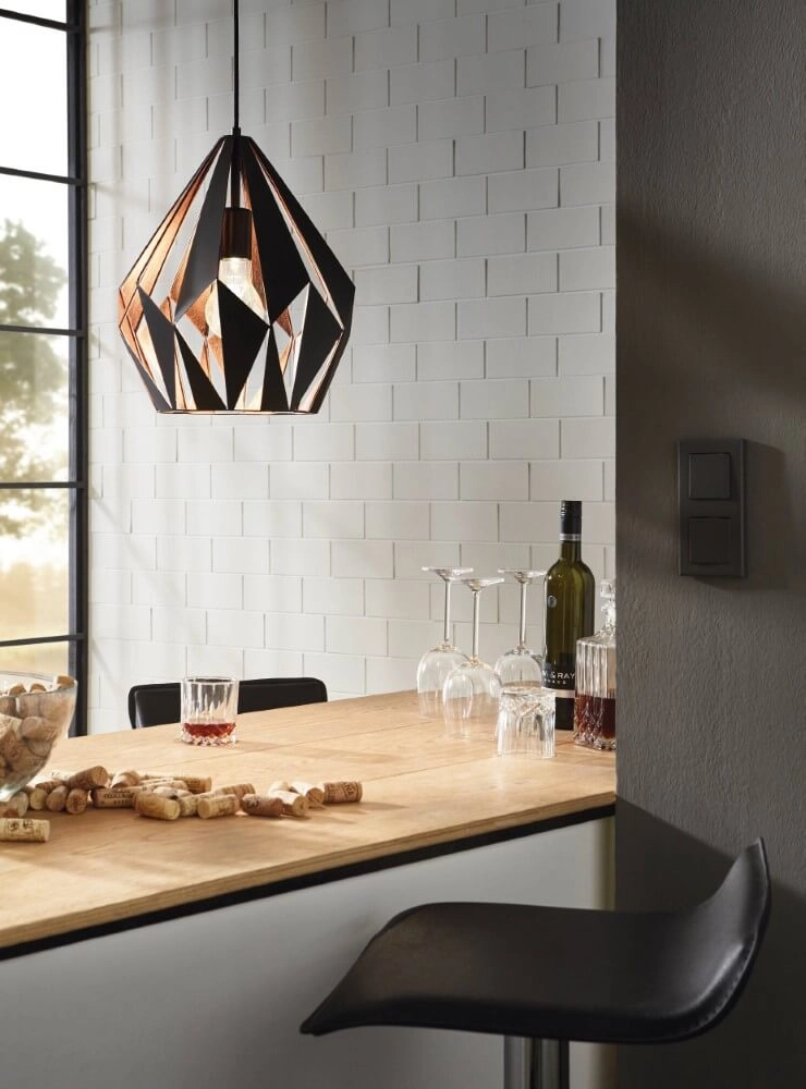 Lampe à suspension Carlton 1 31cm noir avec cuivre Eglo 9002759492540