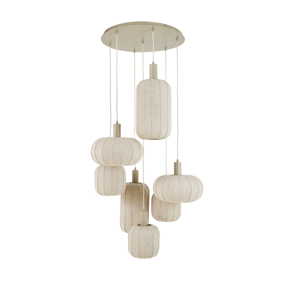 Lampe pendante Japandi Tufia Brun sable 7 clairs Light & Living 8717807872625