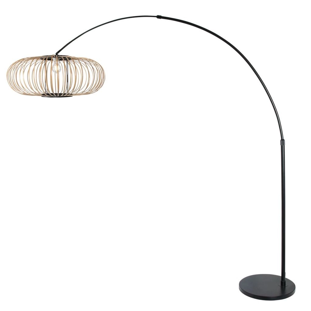 Lampe à arc noir Sparkled Light avec une teinte en bambou Ø60 cm Steinhauer 8712746183566