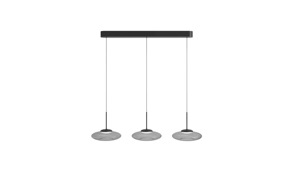 Suspension 3 lumières Bounto Verre transparent noir Suspension 3 lumières Bounto Verre transparent noir