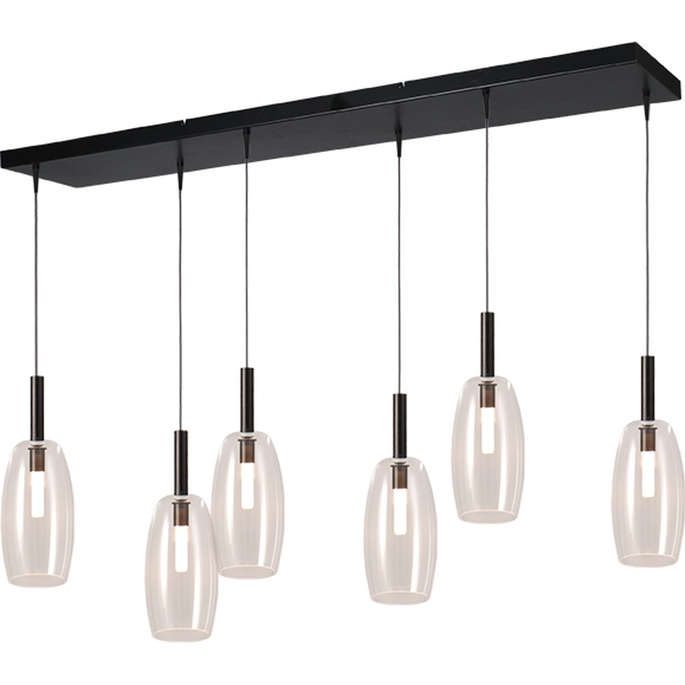 Lampe pendante 6L Ø 11,5 cm Lido Olive avec du verre transparent