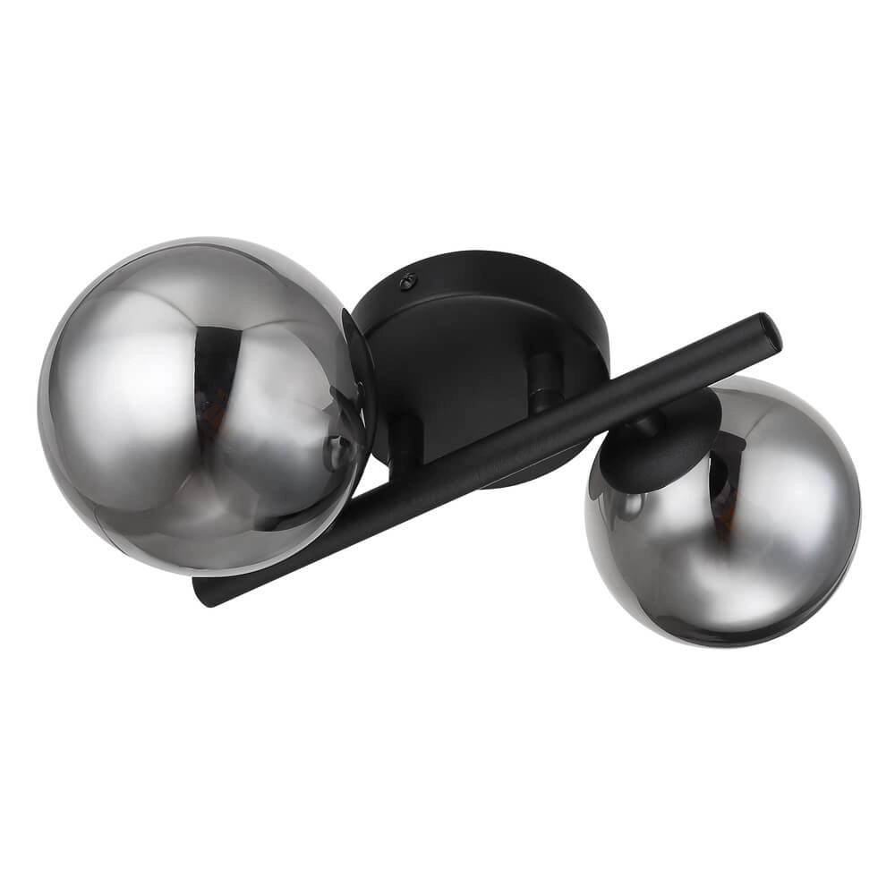 Applique murale noire Riha 2 lumières Globo 9007371434237