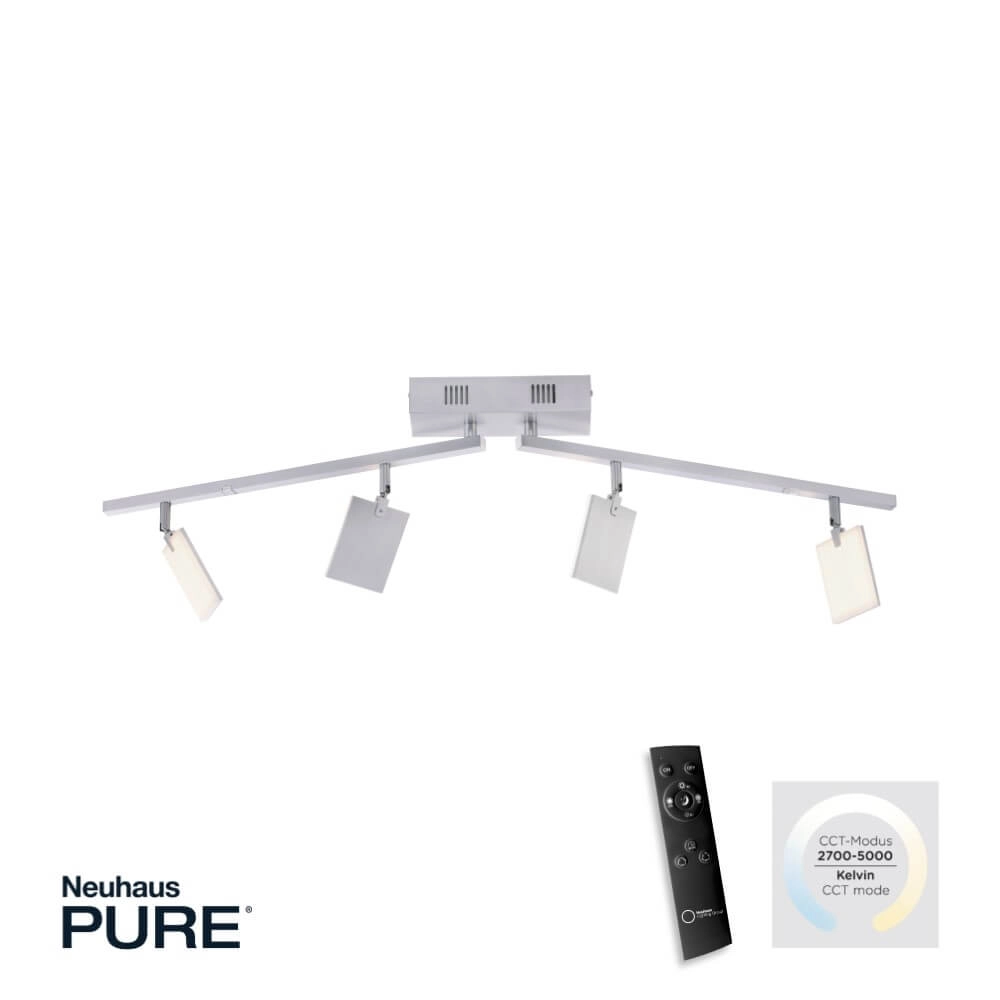 Plafonnier Pure Mira 4 lumières en aluminium Paul Neuhaus 4012248358870
