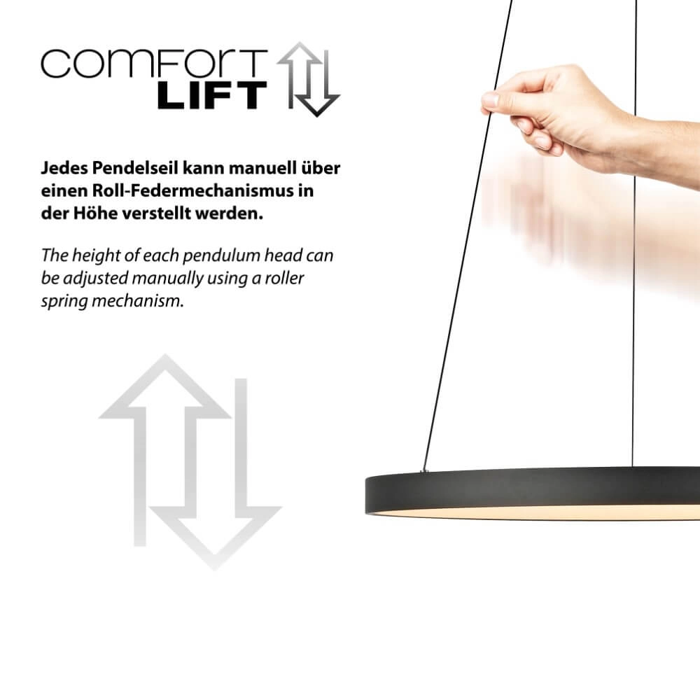 Lampe suspendue ronde Hoop noir Paul Neuhaus 4012248384695