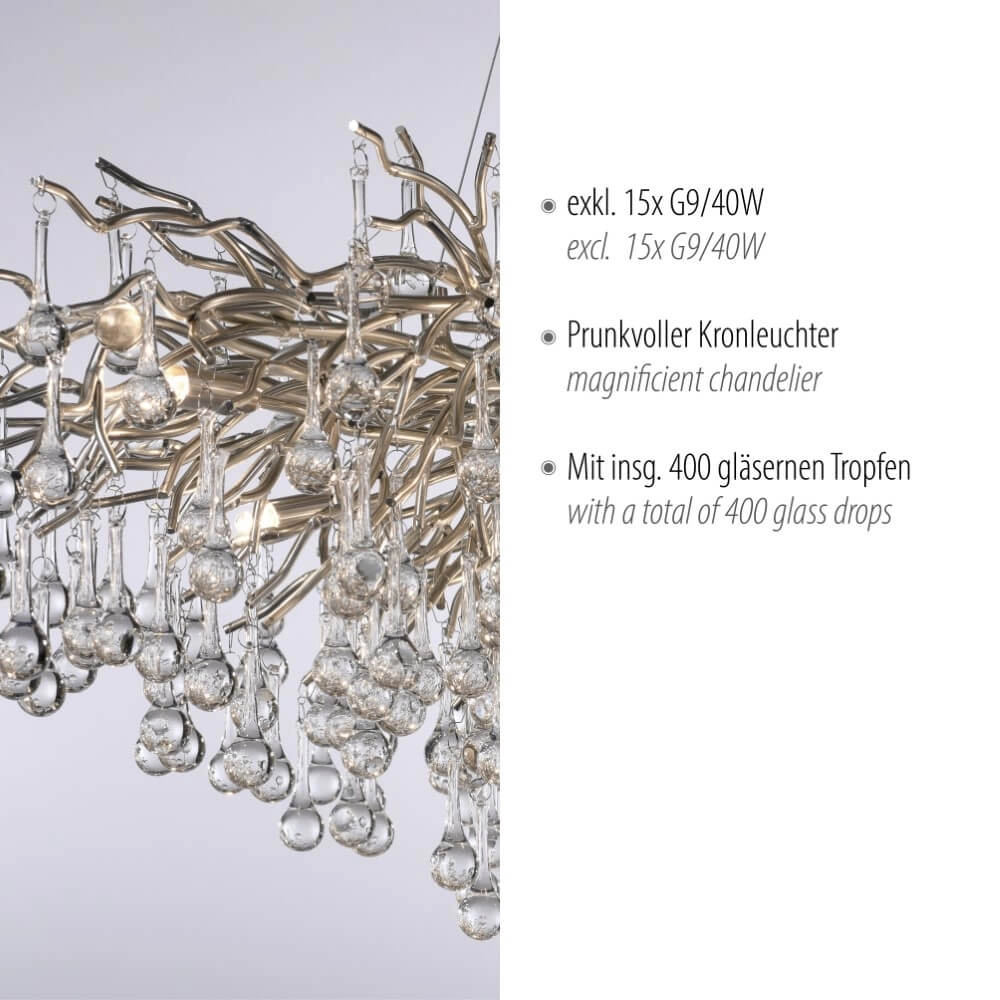 Grand lustre Icicle acier Paul Neuhaus 4012248332924