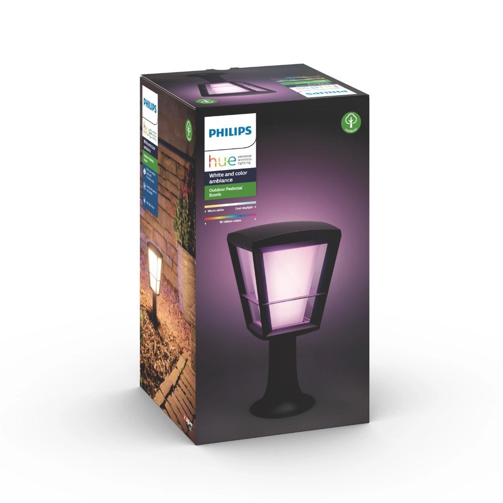 Lampe d'extérieur sur pied Hue Econic carré noir Philips 8718696170595