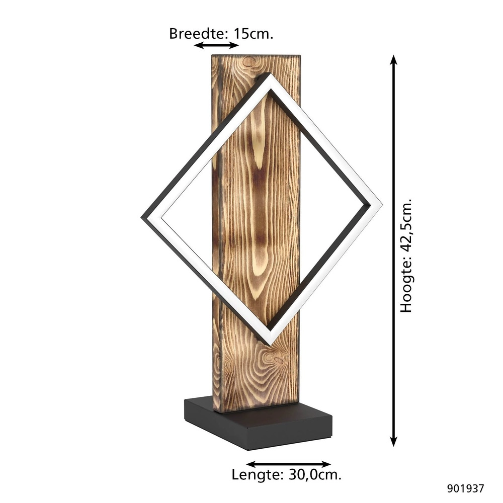 Lampe de table design Boyal noir avec bois foncé Eglo 9008606351978