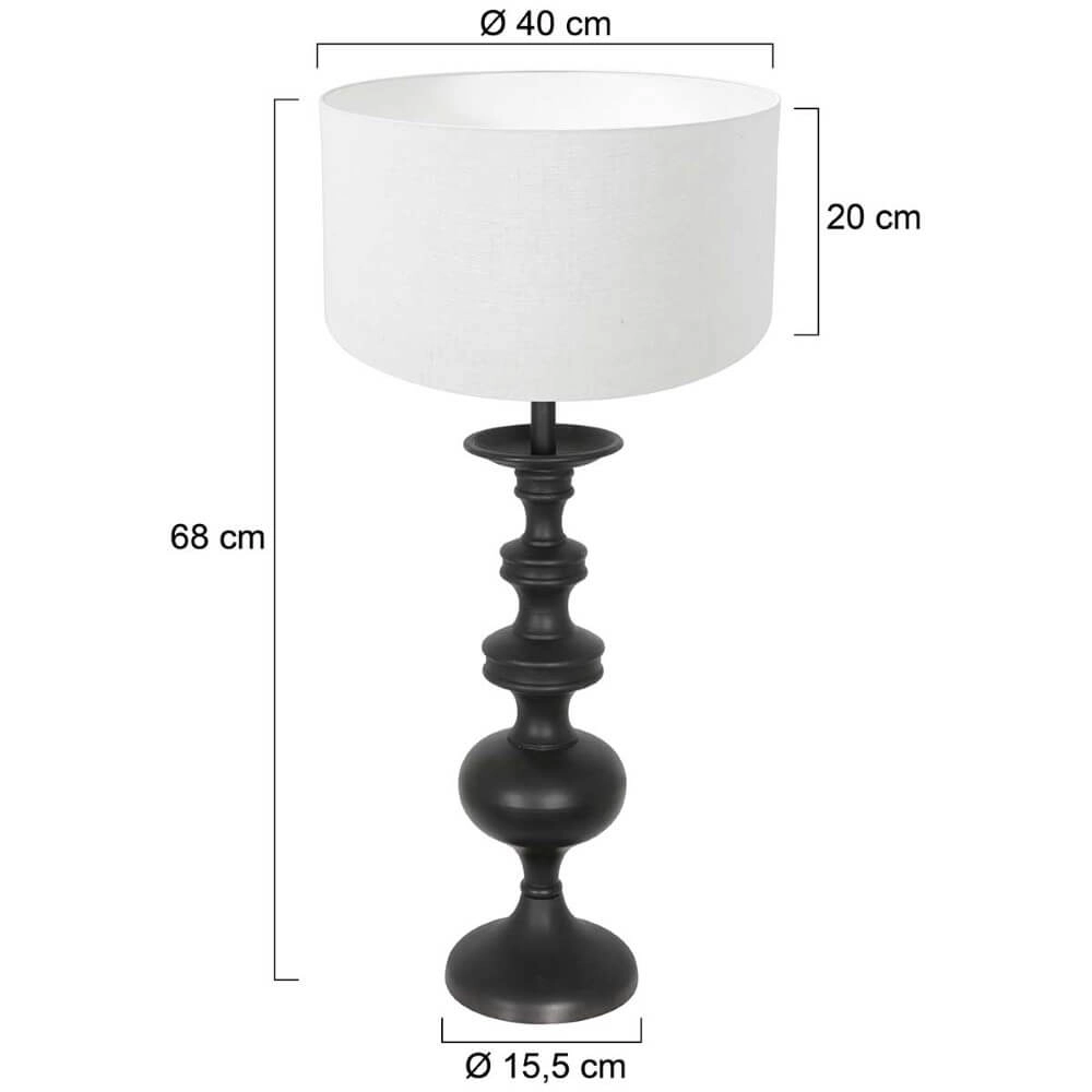 Lampe de table classique Lyons C avec abat-jour en lin blanc Steinhauer 8712746166767