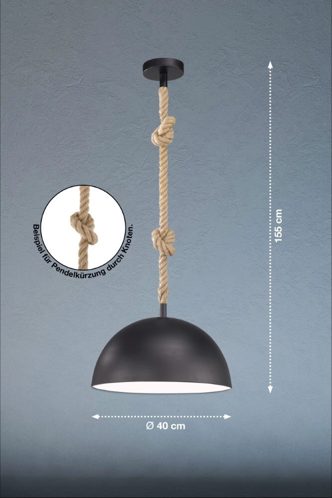 Lampe suspendue rurale Rope avec corde Fischer & Honsel 4003694607612