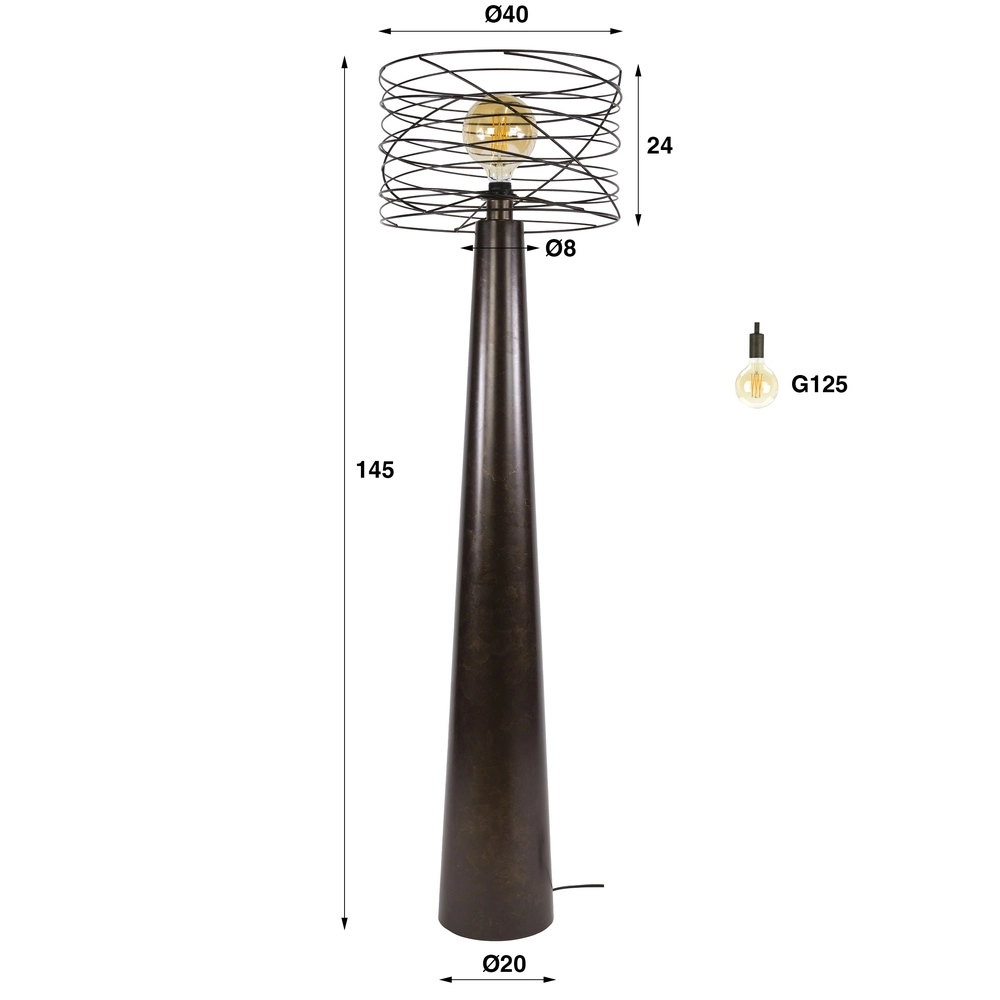 Lampadaire marron urbain Curl avec capuchon de fil Lyora 8716803512535
