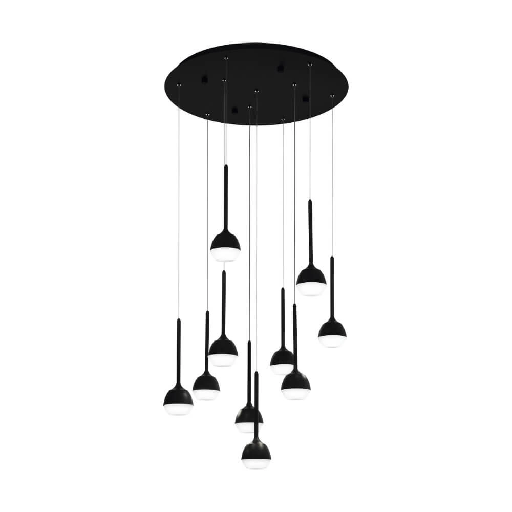 Lampe suspendue 10 lumières Nucetto rond noir