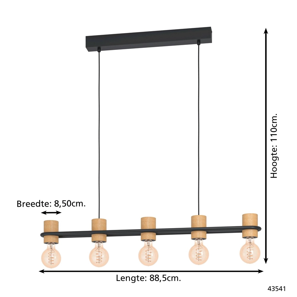 Lampe suspendue Chieveley avec aspect bois - 5x E27 Eglo 9002759435417