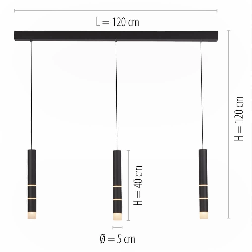 Lampe suspendue noire Pure Vega 3 lumières Paul Neuhaus 4012248357576