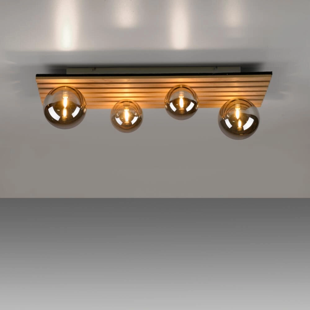 Plafonnier en bois Green Stika rectangulaire Just Light 4043689004248