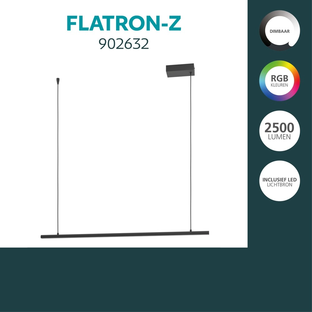 Lampe suspendue intelligente Flatron-Z noir 100,5 cm Eglo 9008606390571