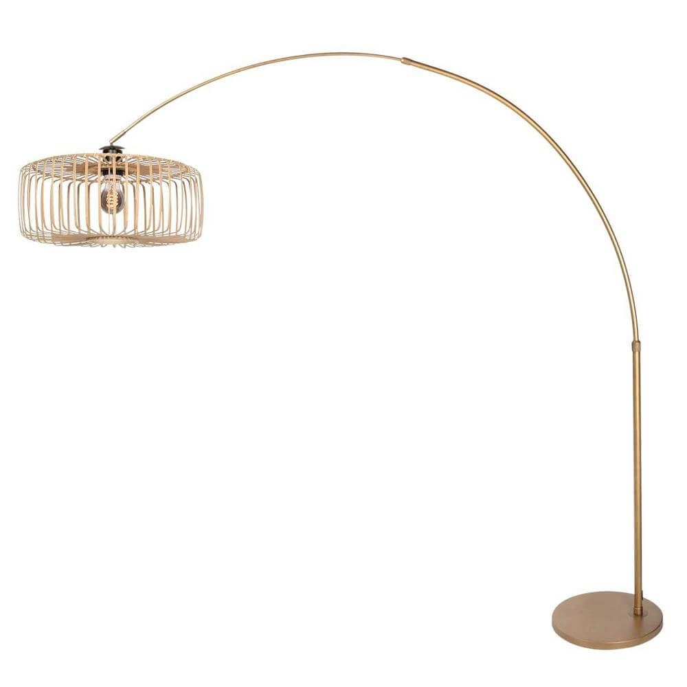 Lampe à arc Sparkled Light bronze avec barre d’ombrage en bambou Ø 45cm Steinhauer 8712746179910