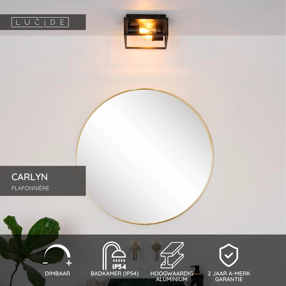 Lampe murale noire Carlyn Salle de bain à 2 lumières IP54 Lucide 5411212271709