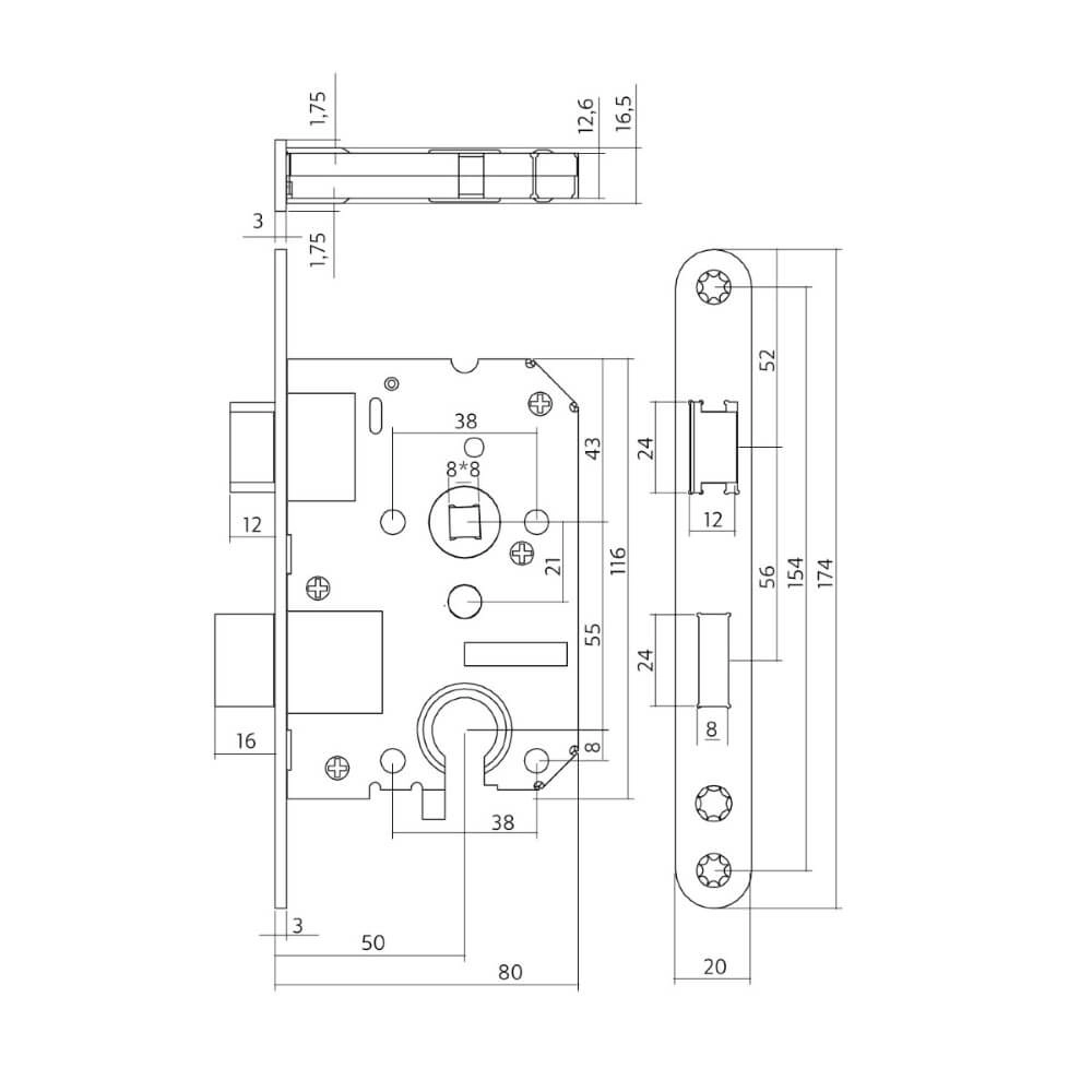 Cylindre de carter de serrure Domus noir arrondi Intersteel 8714186463093