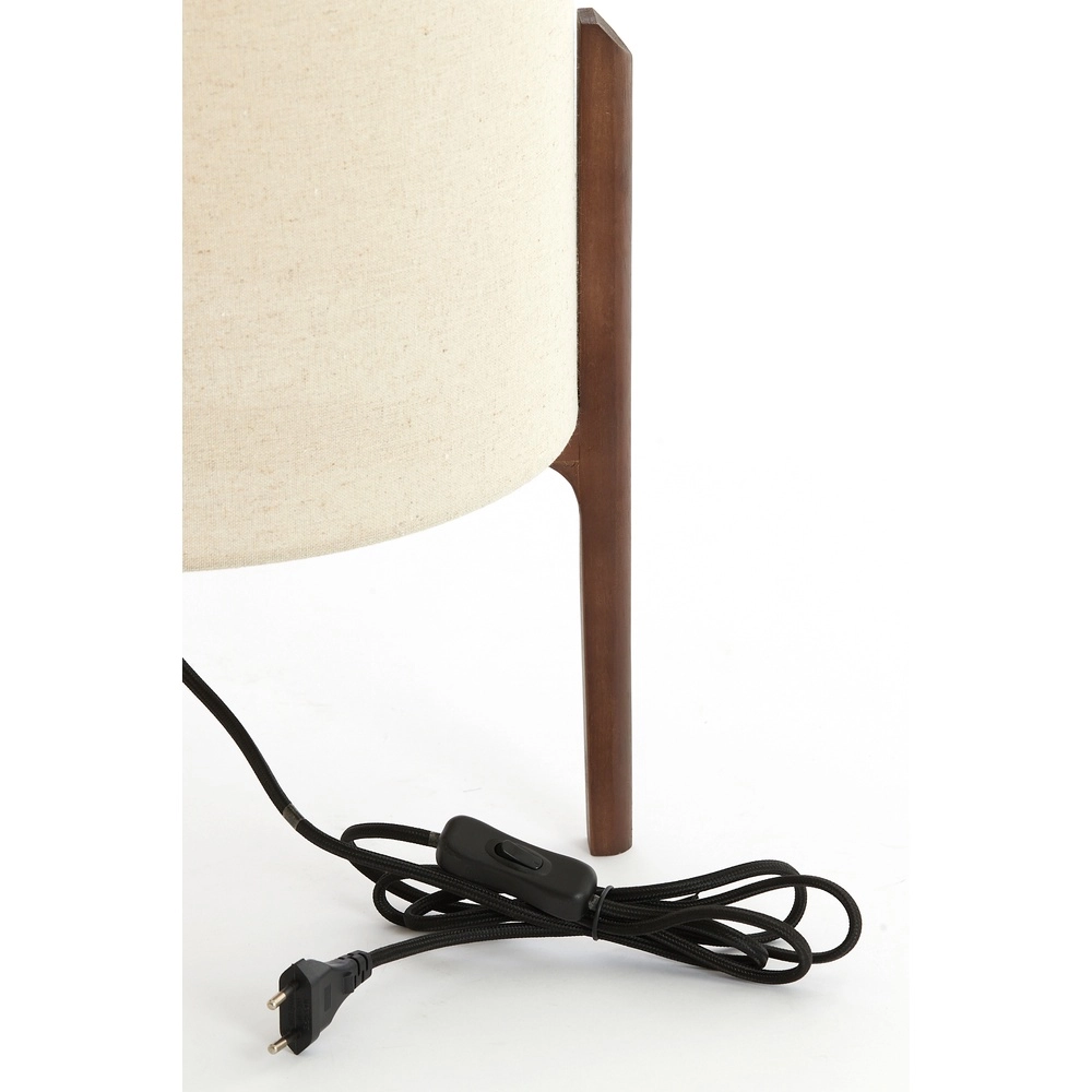 Lampe de table Litto Ø 35cm - noyer avec lin naturel Light & Living 8717807792718