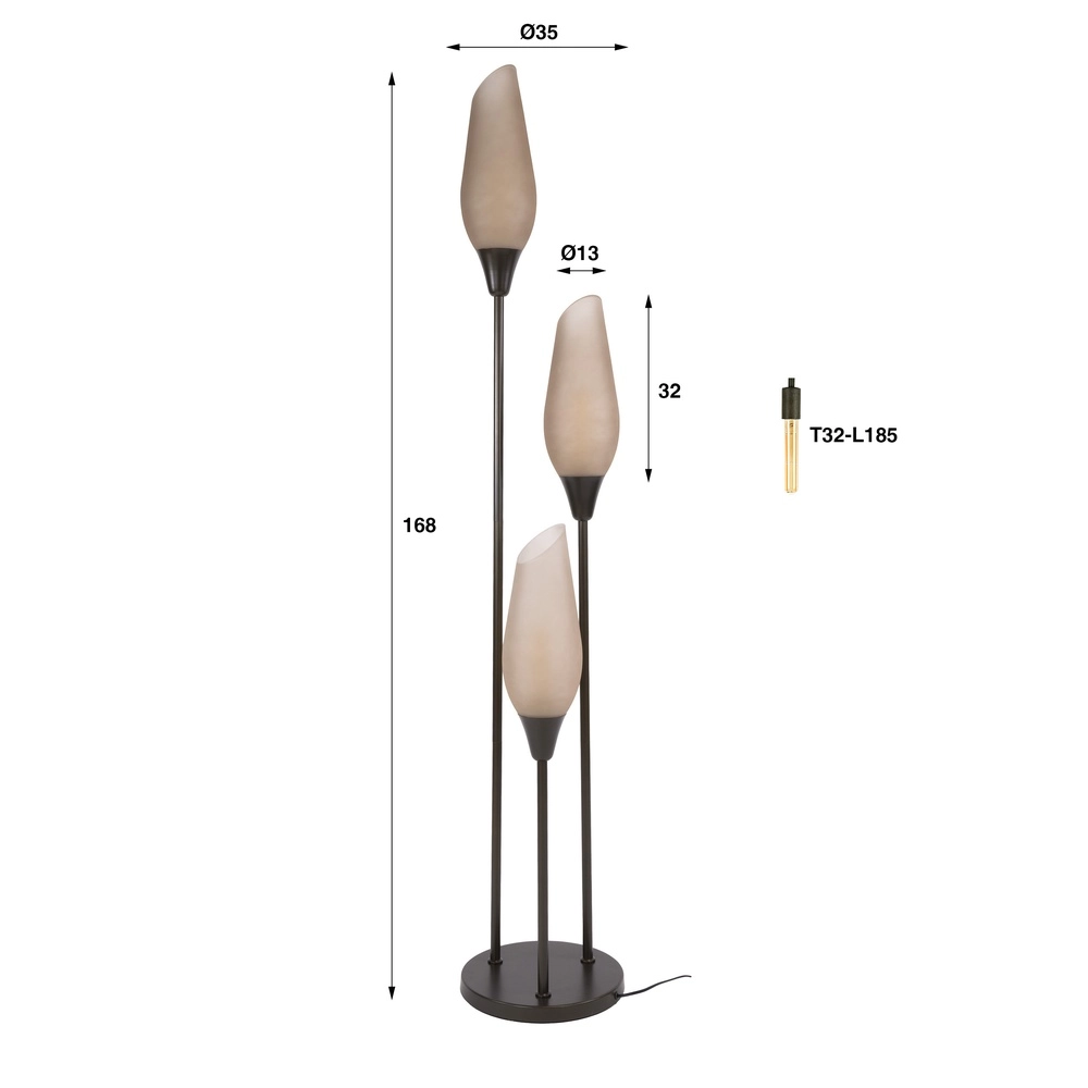 Lampe de pied en verre Cocoon 3x E27 - 168cm - verre dépoli Lyora 8716803511873