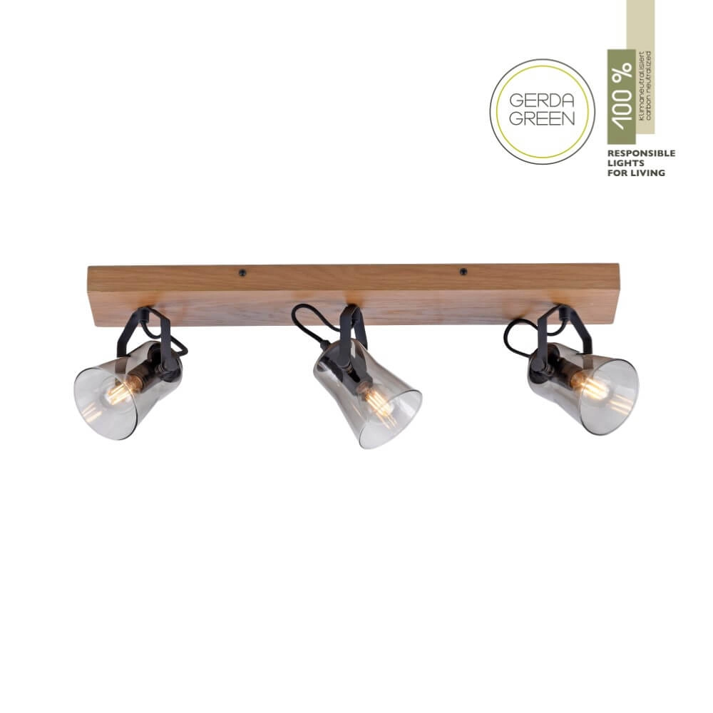 Plafonnier Green Langstrom en bois à 3 lumières Just Light 4043689994884