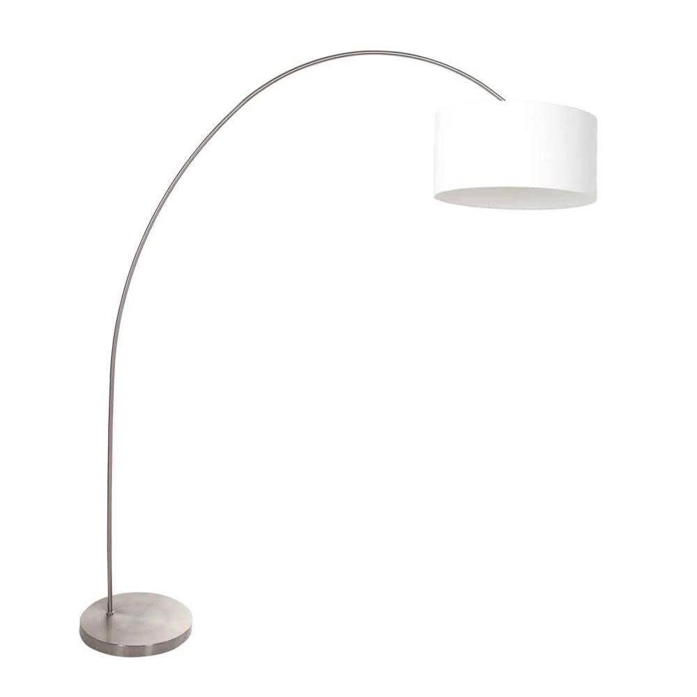 Lampe à arc Solva Métal avec abat-jour blanc