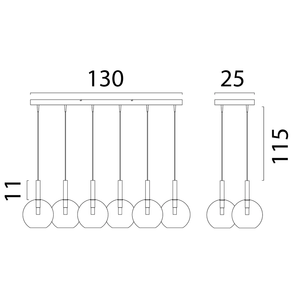 Lampe suspendue 6L Ø 17cm Lido Ball avec du verre transparent Masterlight 8718121335292